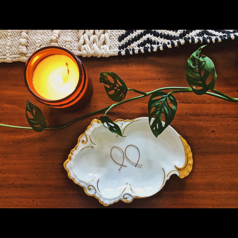 Rose gold filled crossover threader earrings